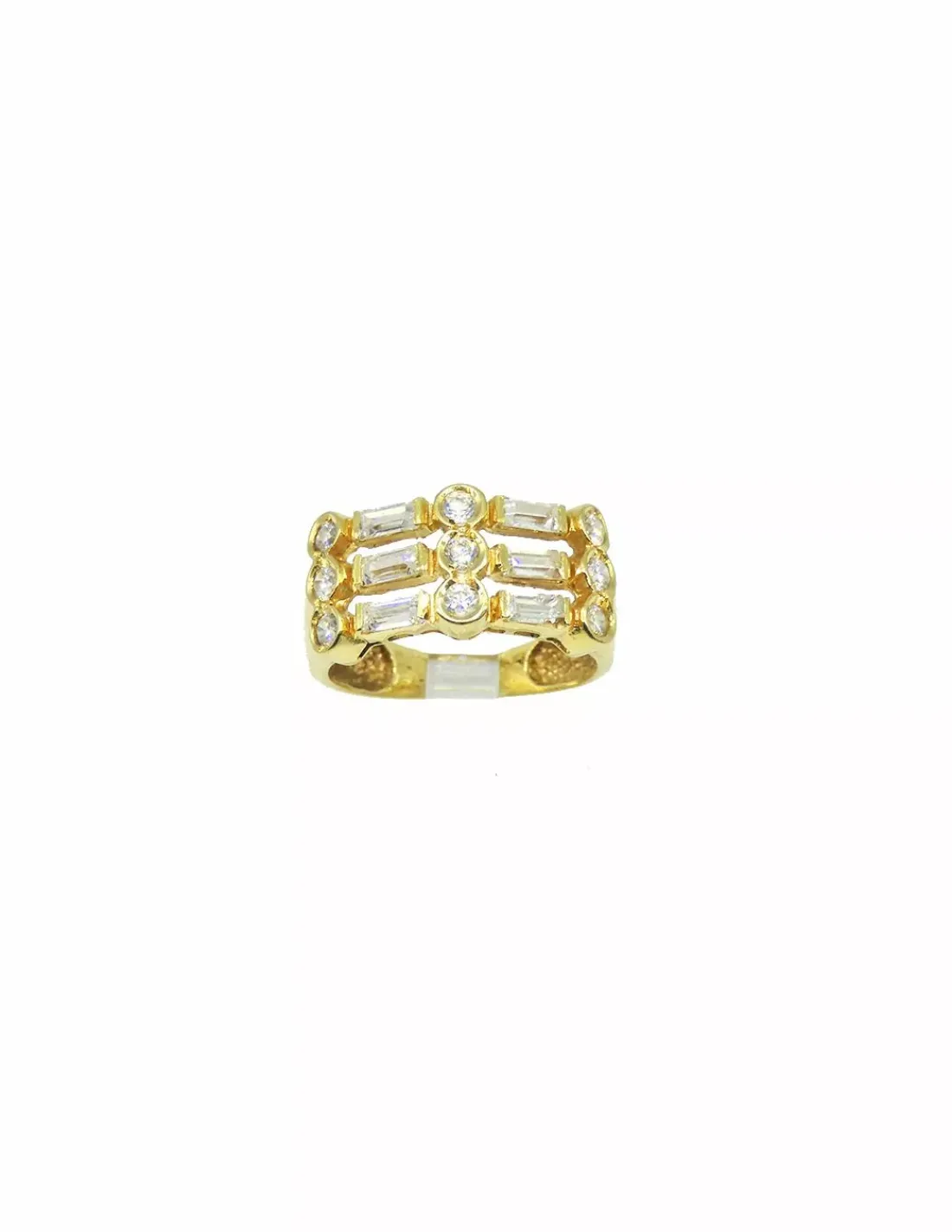 Store Anillo 3 filas circonitas oro 18k - T.12 Anillos De Oro | Anillos