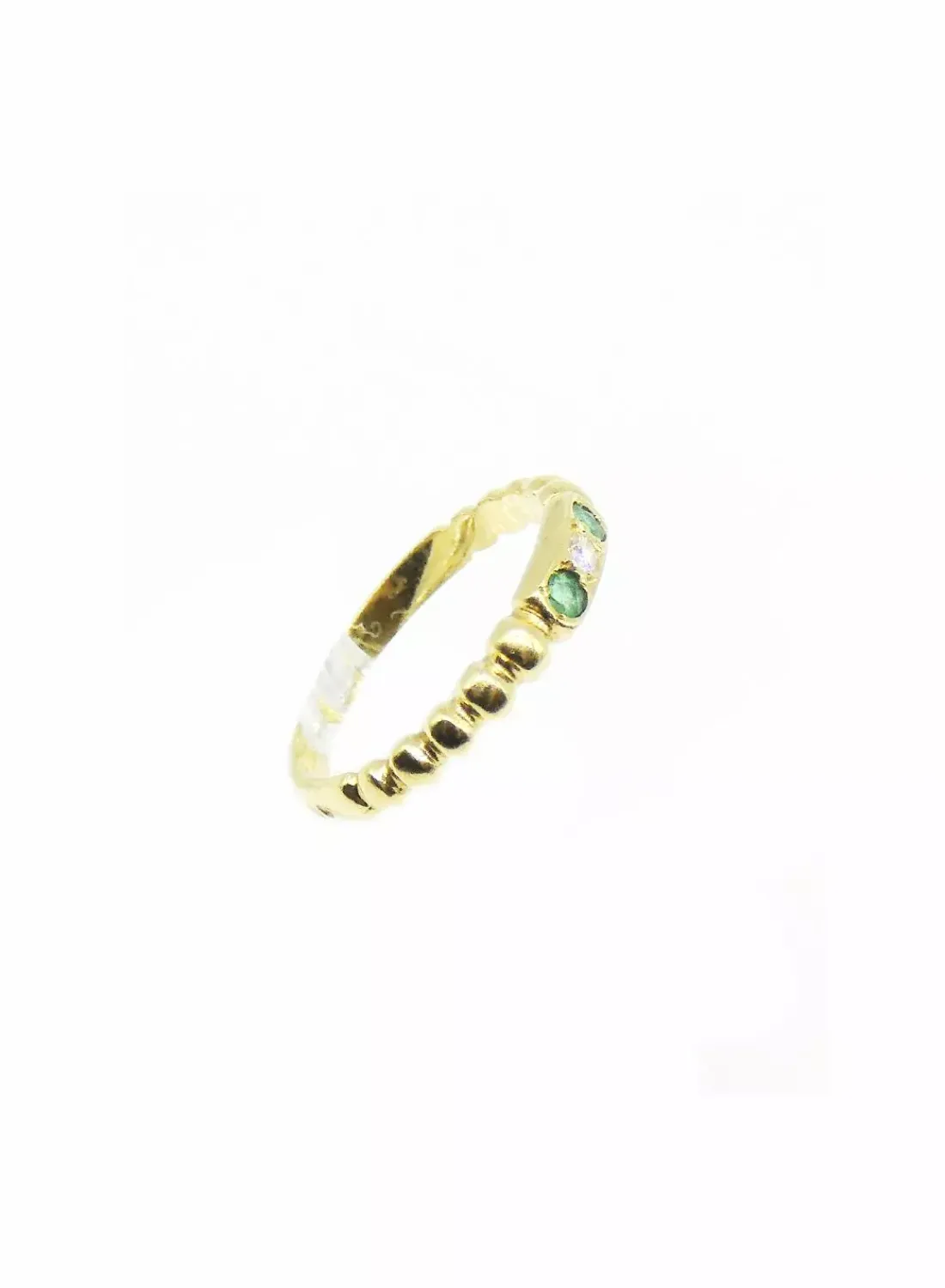 Fashion Anillo bolitas con diamante y circonitas verdes oro 18k - T.14 Anillos Con Brillantes | Anillos De Oro