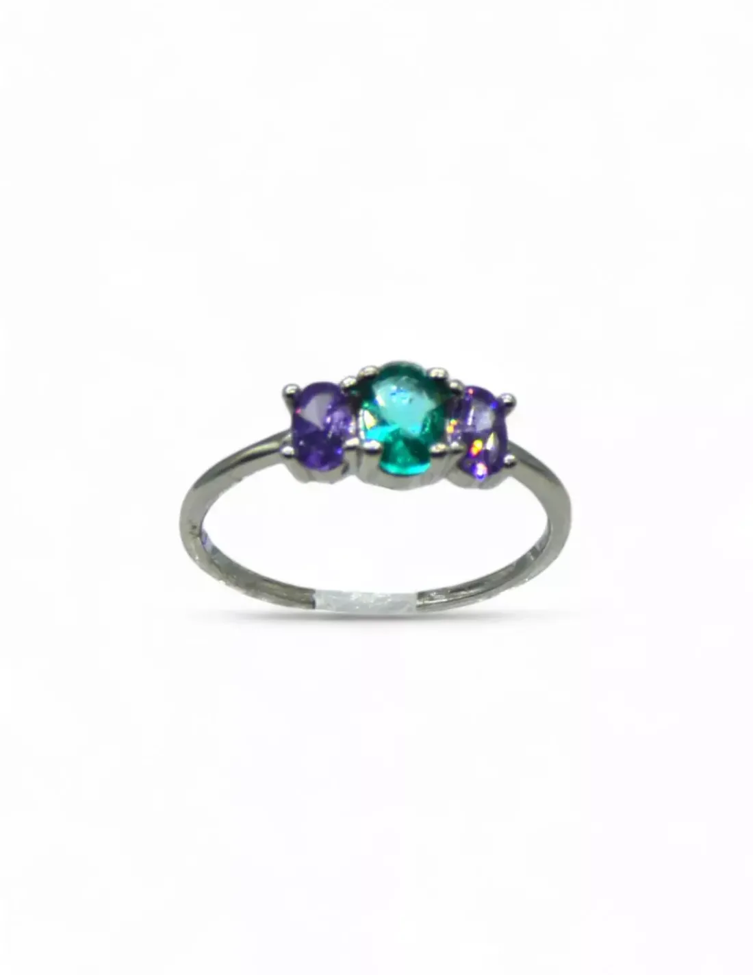 Fashion Anillo circonitas color amatista y verde plata 925 Anillos De Plata | Anillos