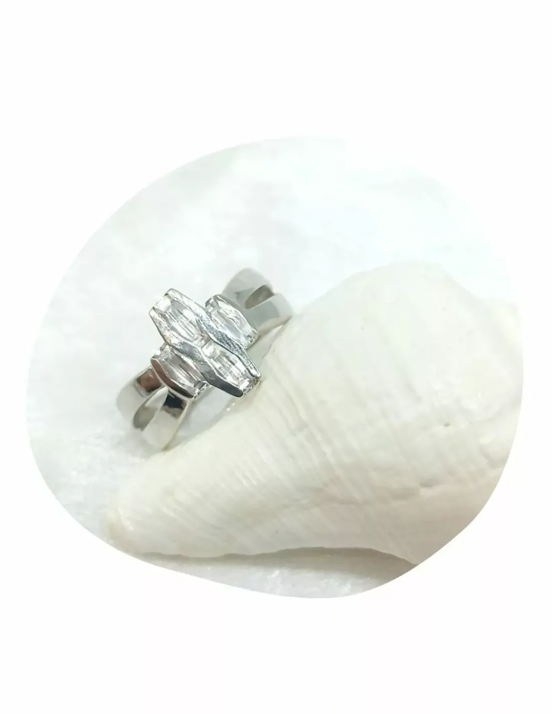 Outlet Anillo con 4 circonitas oro blanco 18k - T.17 Anillos De Oro Blanco | Anillos De Oro