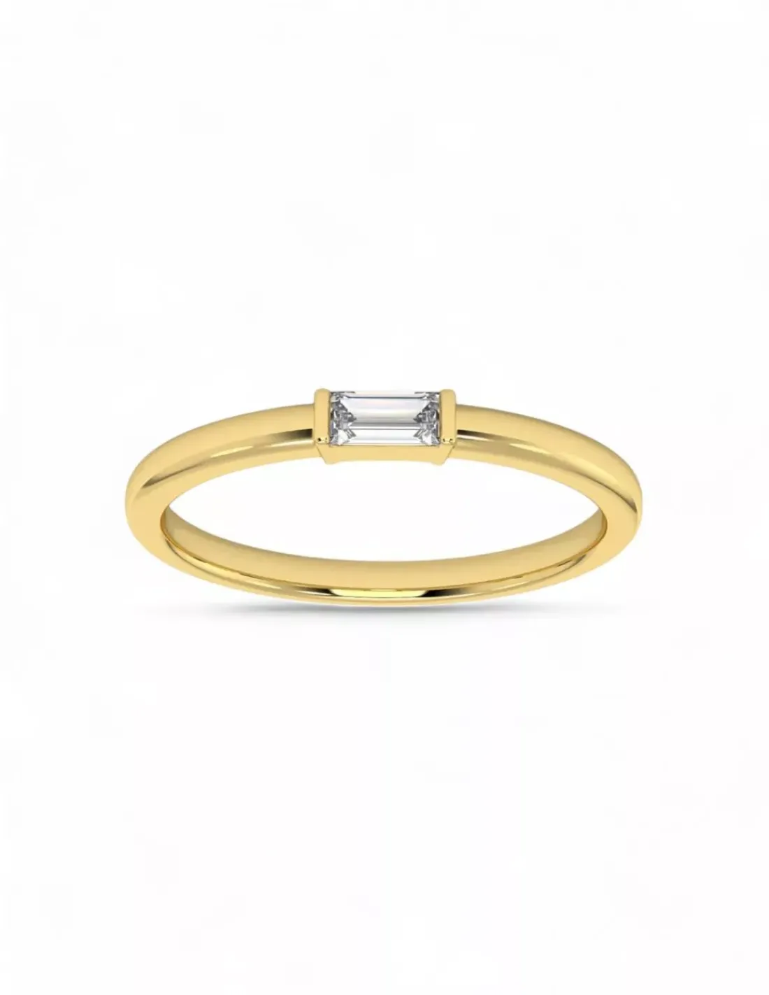 Hot Anillo con circonita baguette 4 garras plata chapada oro 18k - T.17 Anillos De Plata | Anillos
