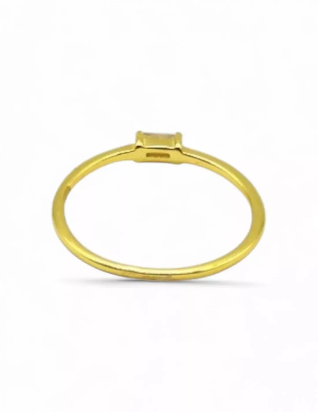 Hot Anillo con circonita baguette 4 garras plata chapada oro 18k - T.17 Anillos De Plata | Anillos