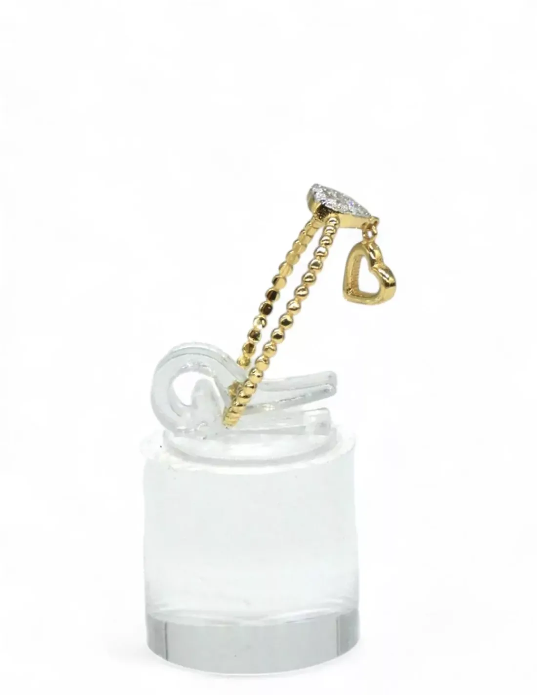 Clearance Anillo con corazón circonitas y corazón colgando oro 18k -T.24 Anillos De Oro | Anillos