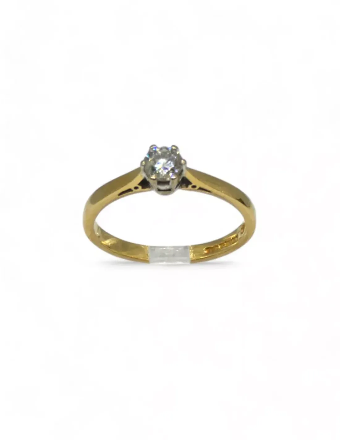 Online Anillo con diamante en seis garras oro bicolor 18k - T 14 Anillos Con Brillantes | Anillos De Oro