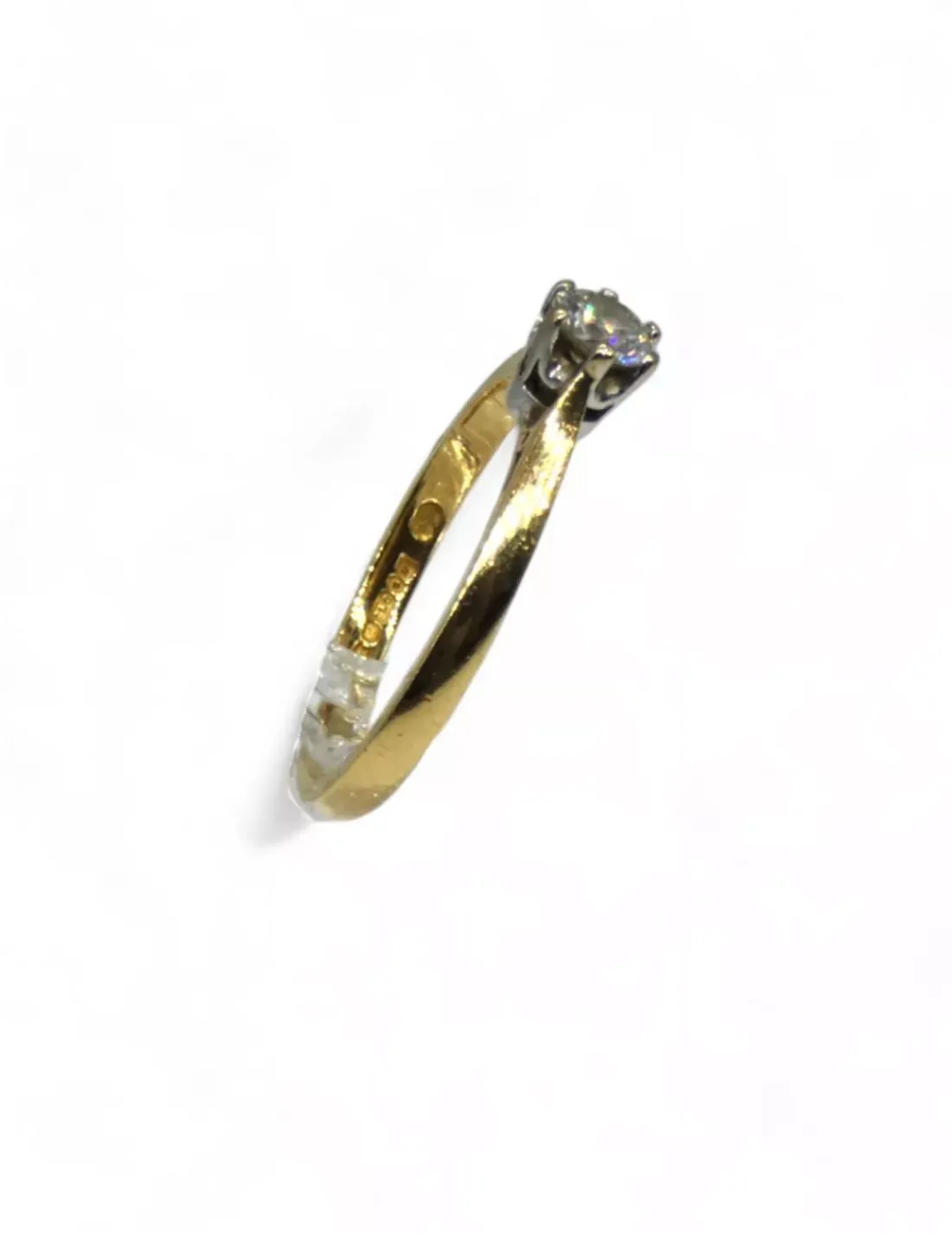 Online Anillo con diamante en seis garras oro bicolor 18k - T 14 Anillos Con Brillantes | Anillos De Oro