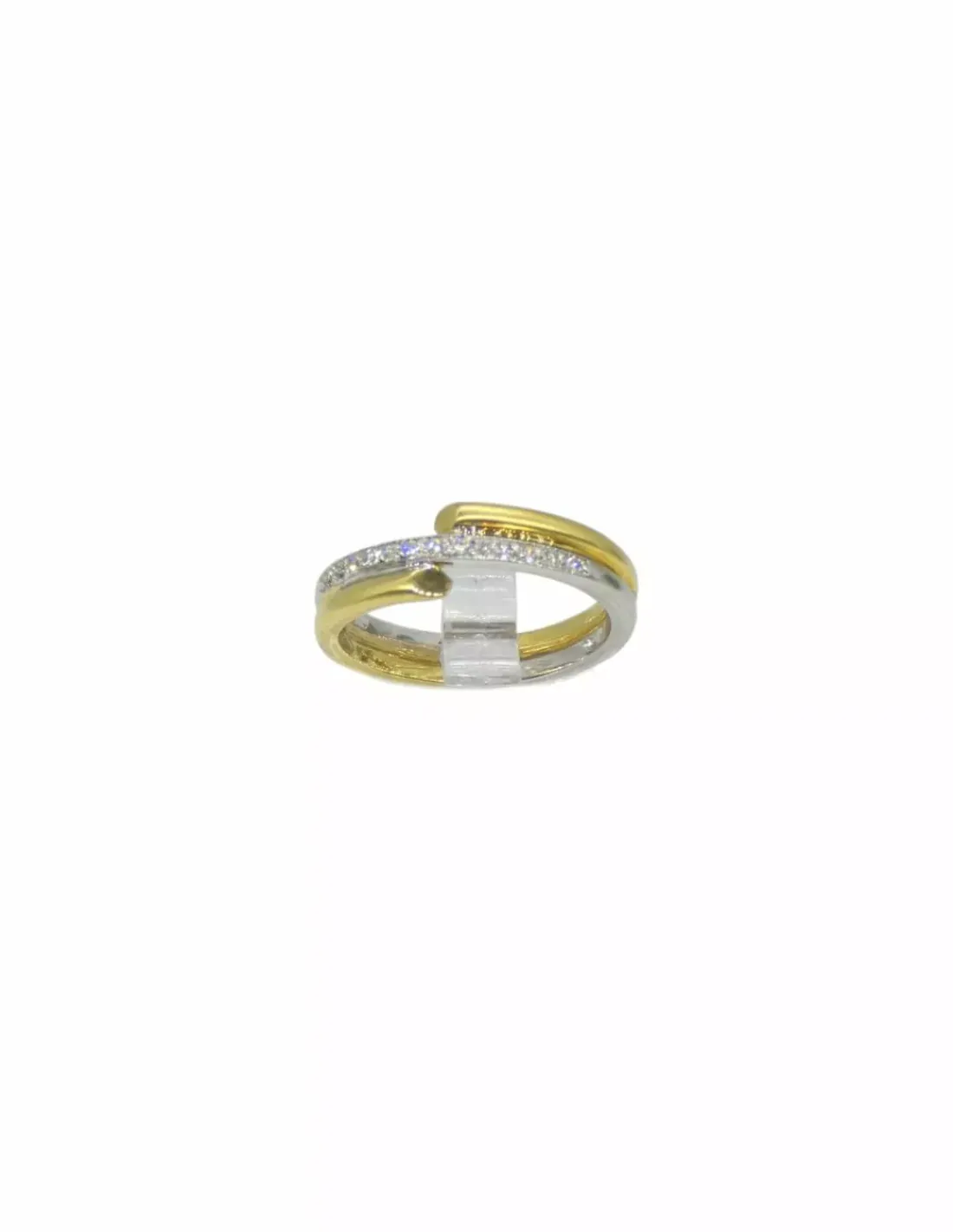 Discount Anillo cruzado con circonitas oro bicolor 18k - T.11 Anillos De Oro | Anillos