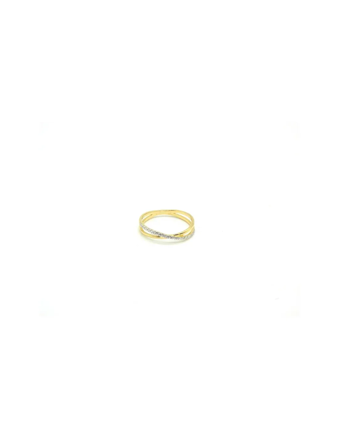 Online Anillo dos aros cruzados con circonitas oro 18k Anillos De Oro | Anillos