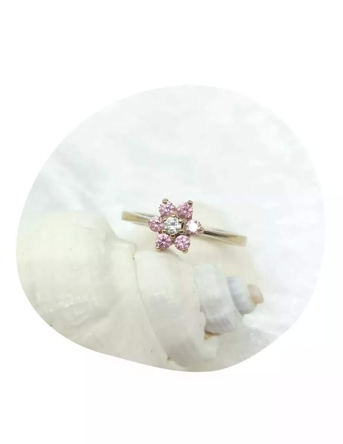 Sale Anillo flor rosa oro 18k - T.15 Anillos De Oro Blanco | Anillos De Oro