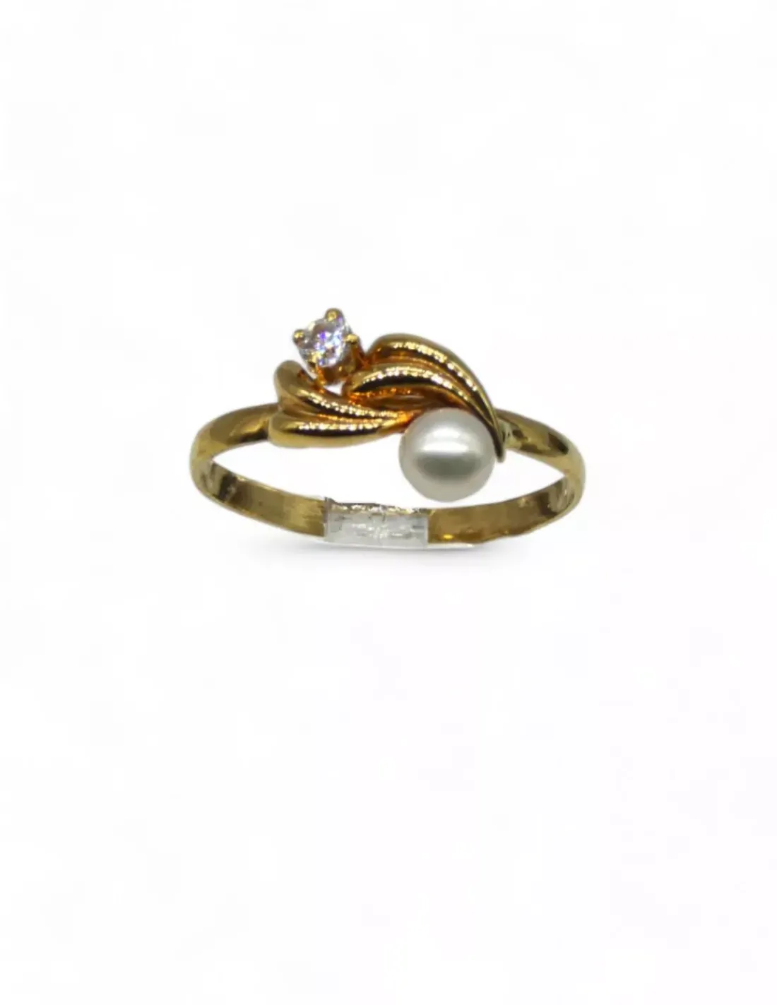 Discount Anillo ondas perla y circonita oro 18k - T.12 Anillos De Oro | Anillos