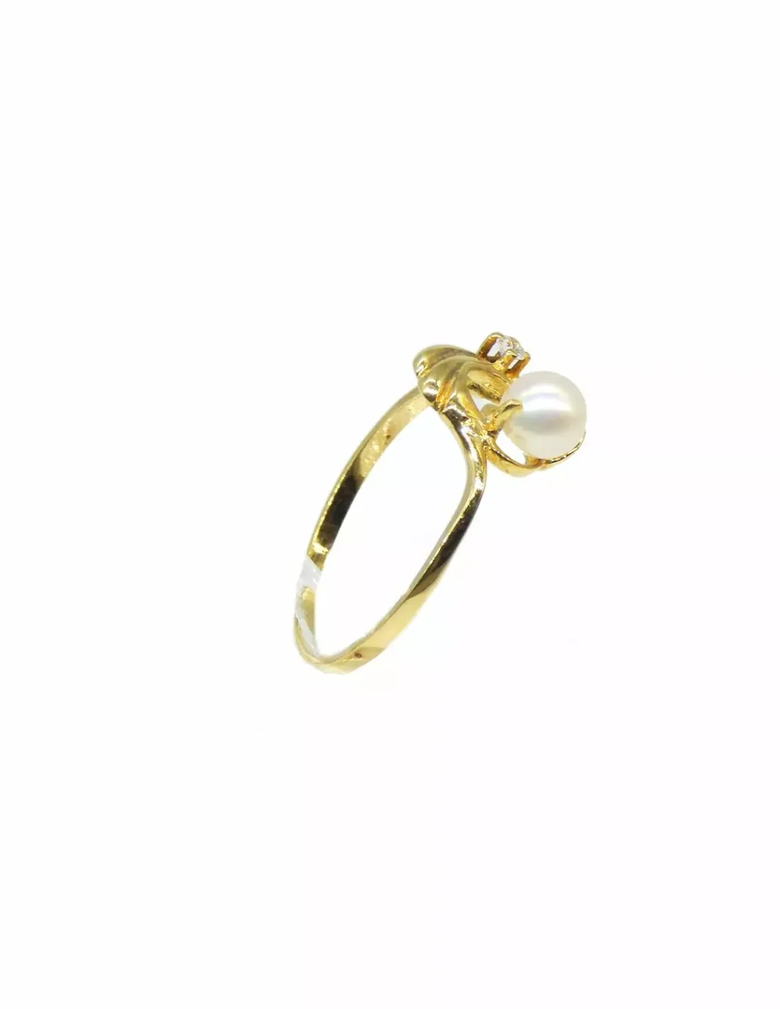 Outlet Anillo perla y circonita oro 18k - T.14 Anillos De Oro | Anillos