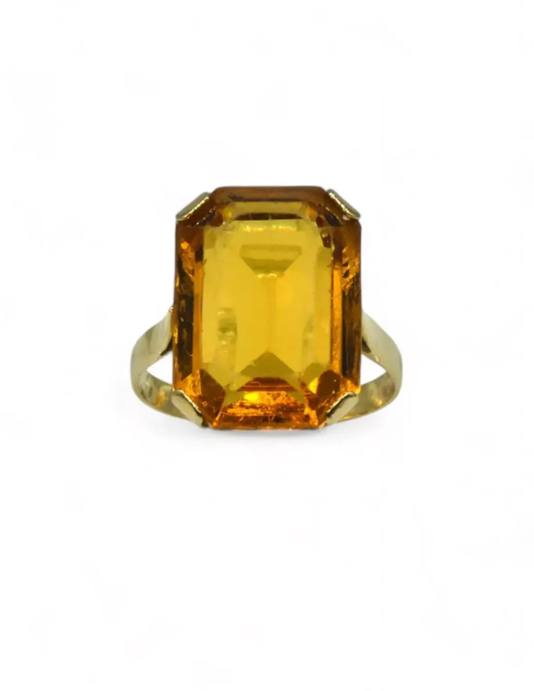 Store Anillo piedra ámbar rectangular y calado oro 18k - T.17 Anillos De Oro | Anillos