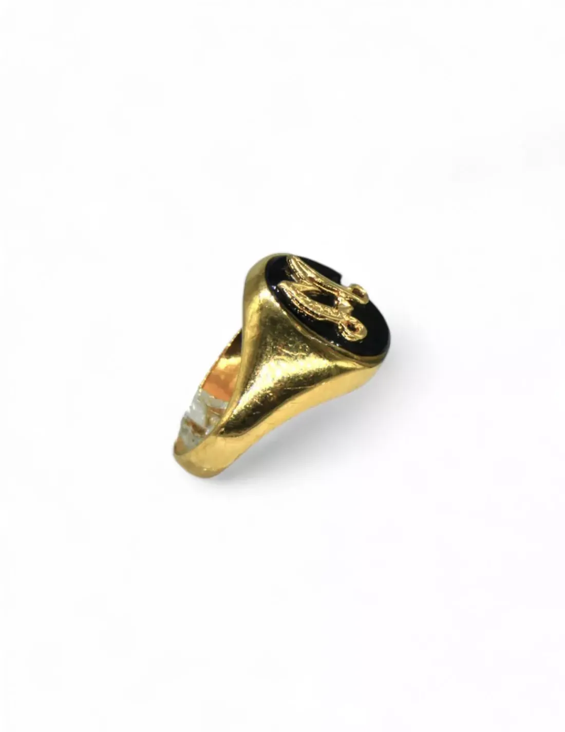 Shop Anillo piedra negra letra "M" oro 18k - T.12 Sellos | Anillos De Oro