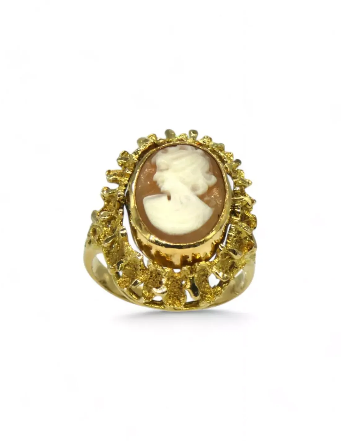 Discount Anillo piedra oval y camafeo en base calada oro 18k - T. 15 Anillos De Oro | Anillos