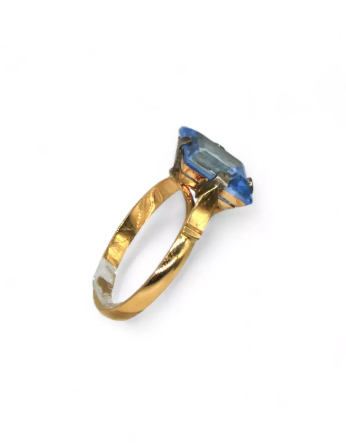 Flash Sale Anillo piedra rectangular celeste oro 18k - T 13 Anillos De Oro | Anillos