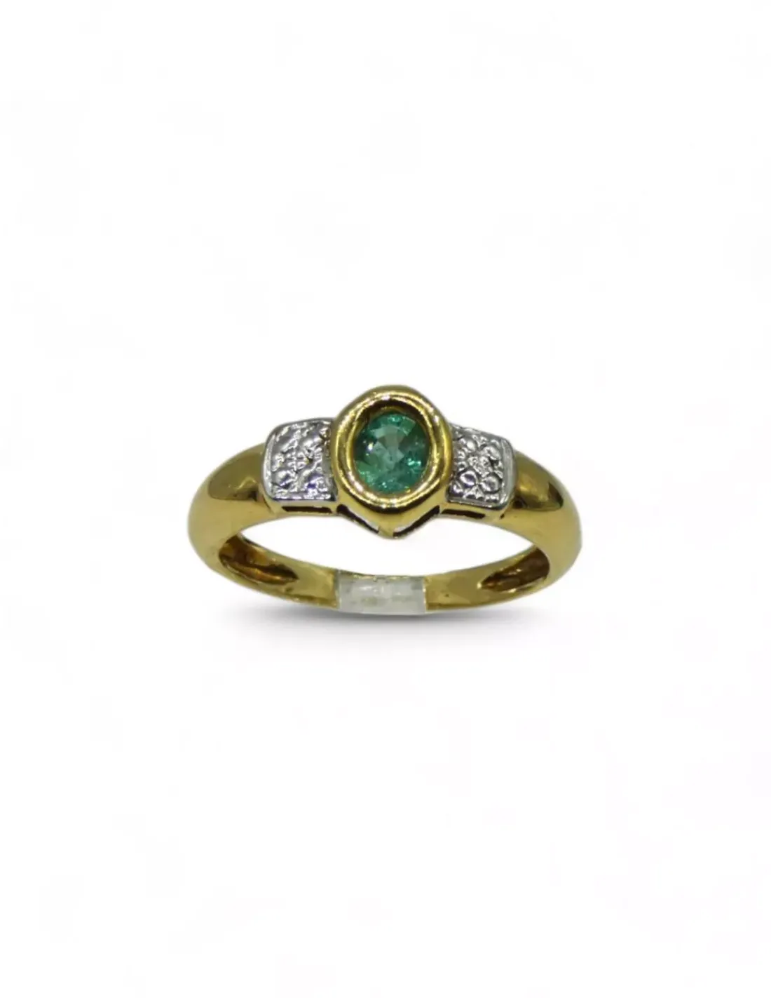 Online Anillo piedra verde oval oro bicolor 18k - T.14 Anillos De Oro | Anillos