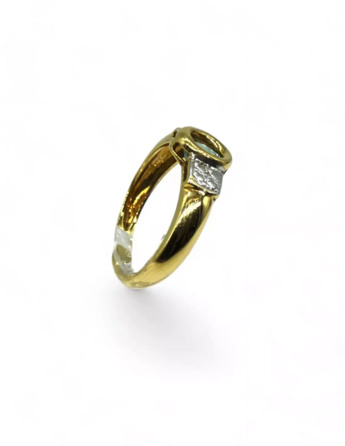 Online Anillo piedra verde oval oro bicolor 18k - T.14 Anillos De Oro | Anillos
