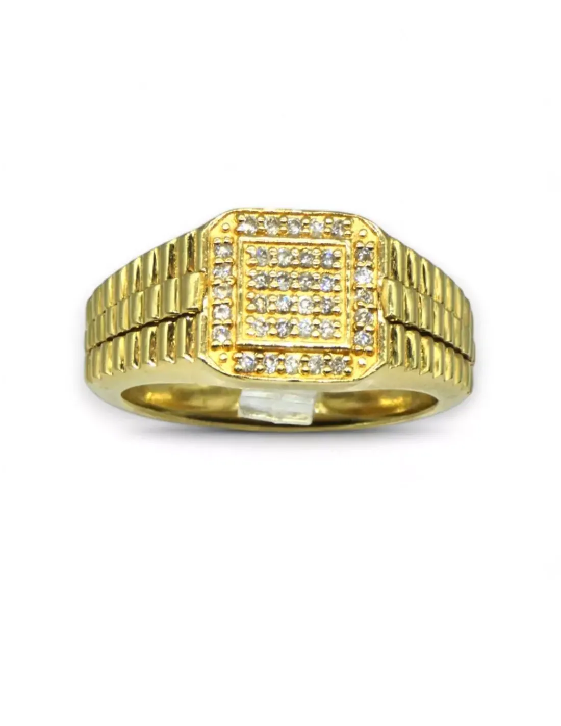 Outlet Anillo sello cuadrado con  diamantes oro 18k - T.22 Anillos Con Brillantes | Sellos