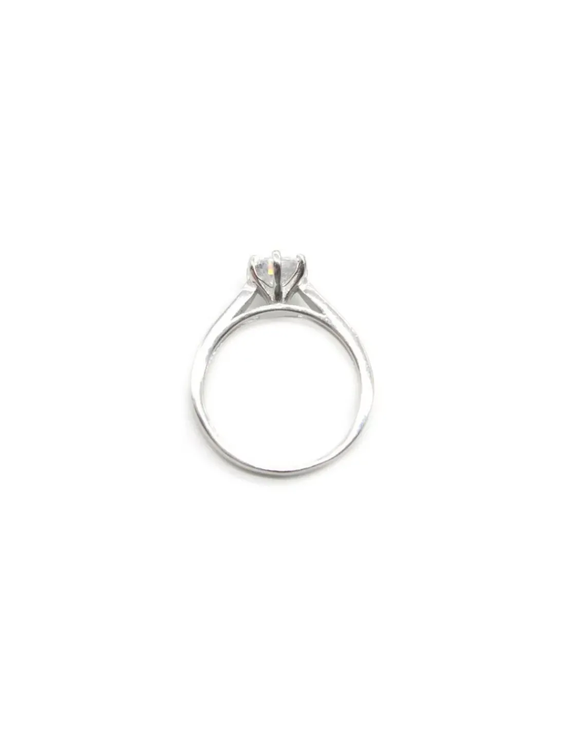 Best Sale Anillo solitario en 6 garras y circonitas laterales Plata de Ley - T.14 Anillos De Plata | Anillos