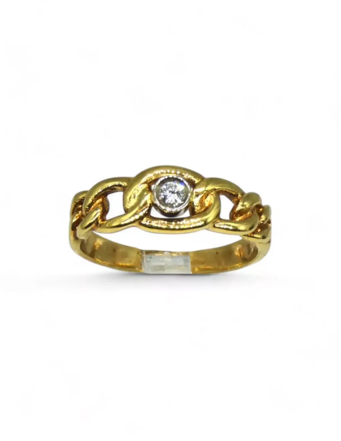 Shop Anillo solitario eslabones y diamante oro 18k - T. 15 Anillos Con Brillantes | Anillos De Oro