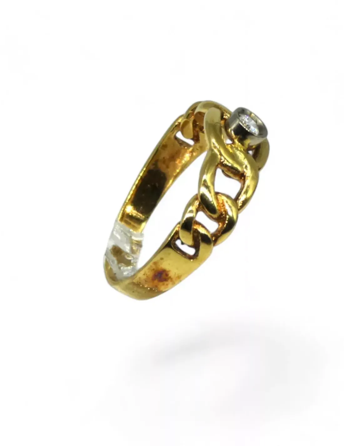 Shop Anillo solitario eslabones y diamante oro 18k - T. 15 Anillos Con Brillantes | Anillos De Oro