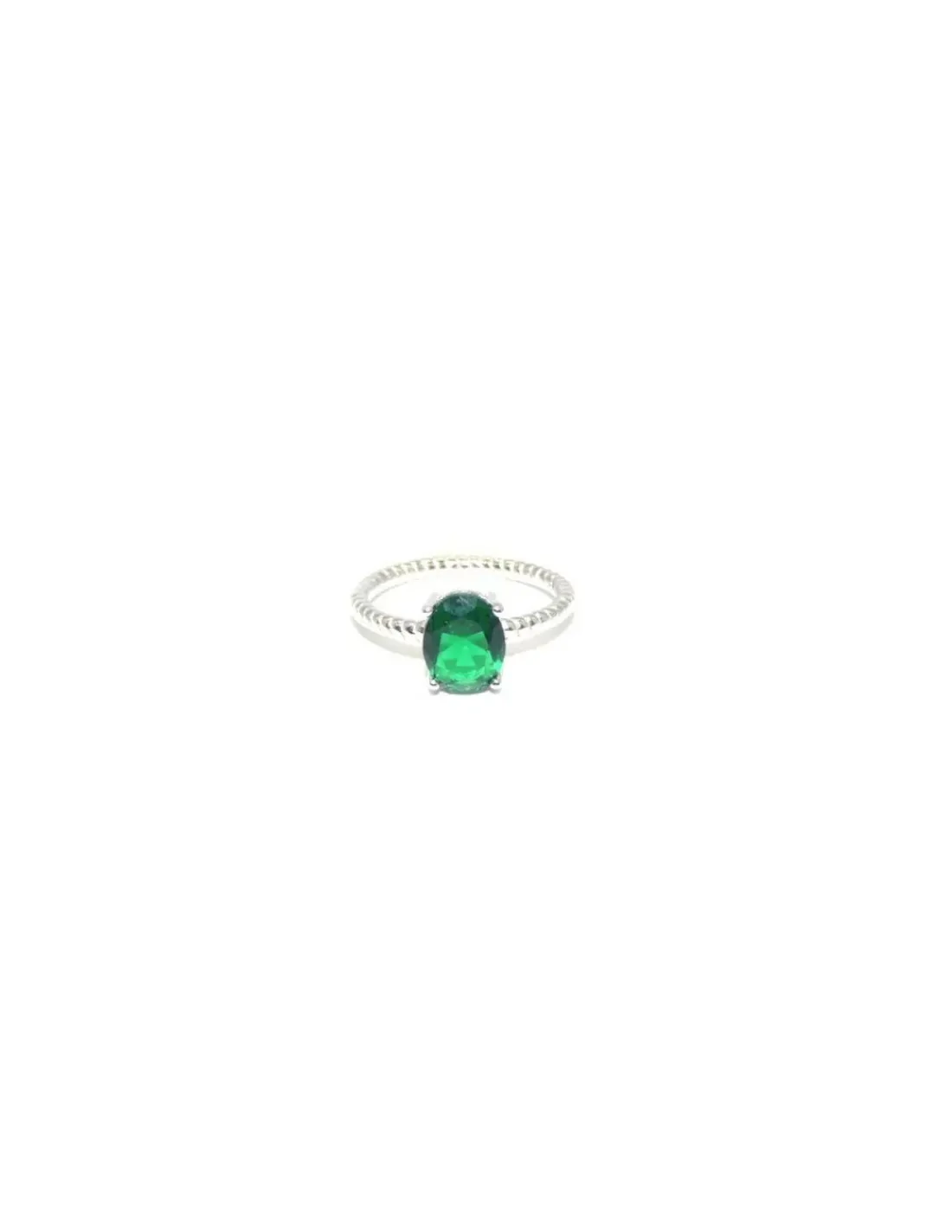 Store Anillo trenzado con circonita ovalada 4 garras verde esmeralda Anillos De Plata | Anillos