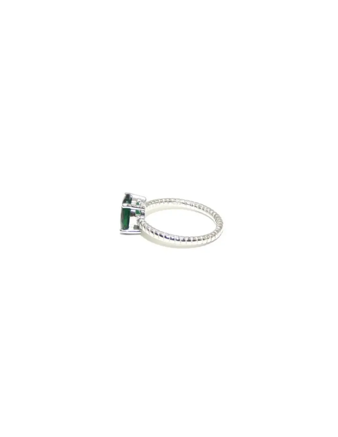 Store Anillo trenzado con circonita ovalada 4 garras verde esmeralda Anillos De Plata | Anillos