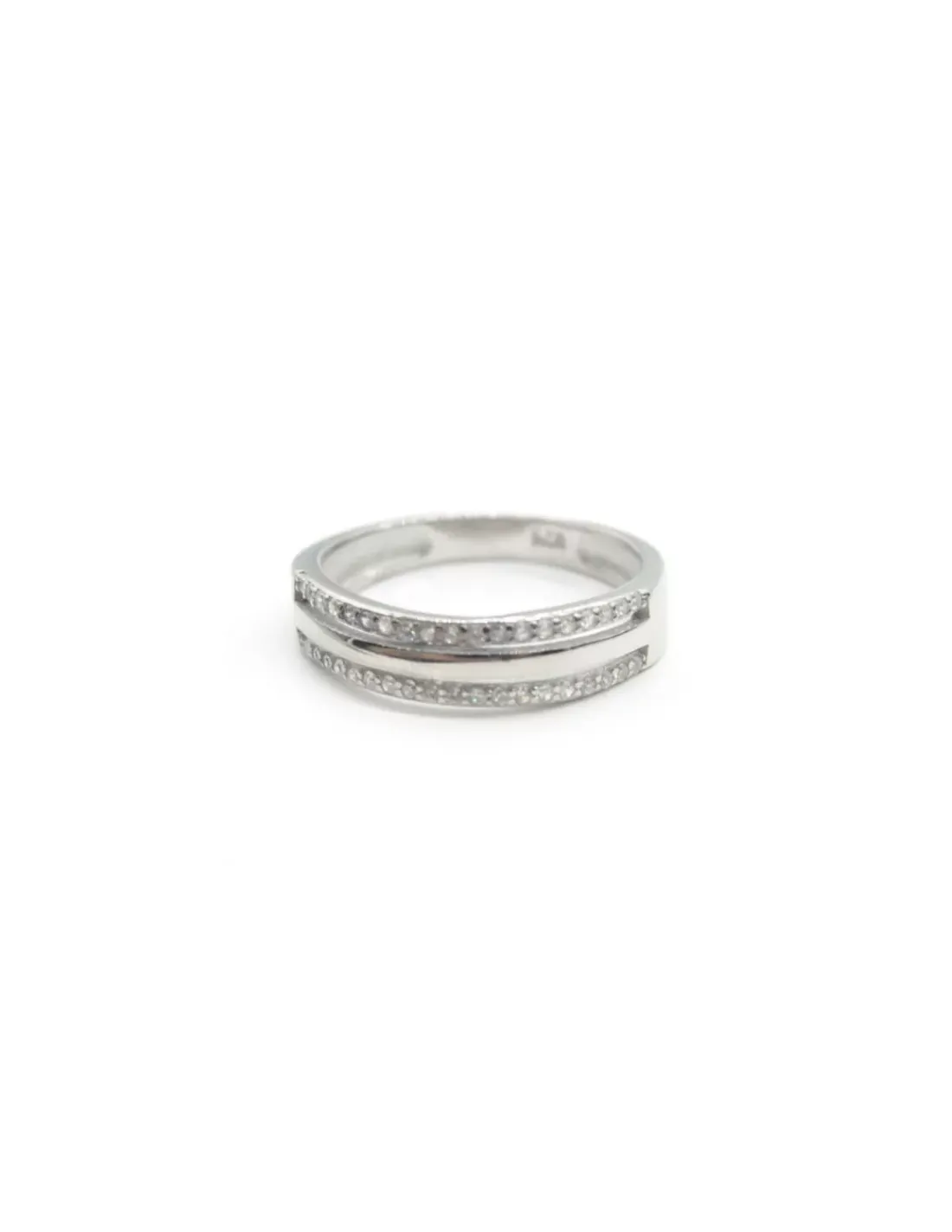 Flash Sale Anillo tres bandas, circonitas-lisa-circonitas plata 925 rodio Anillos De Plata | Anillos