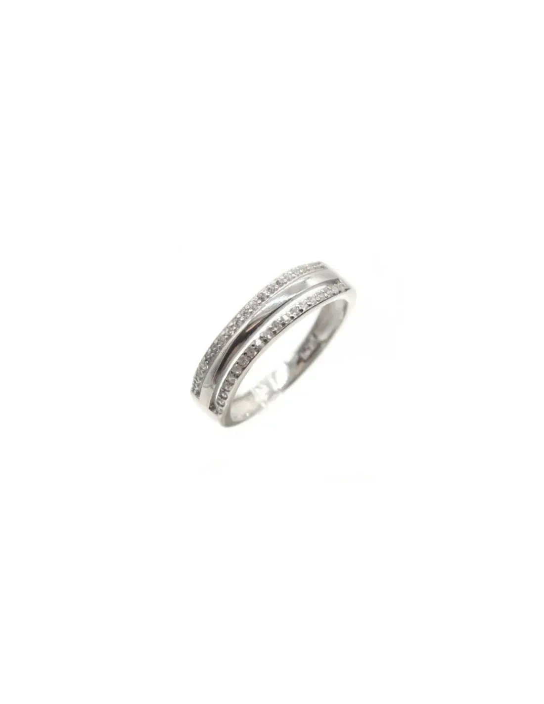 Flash Sale Anillo tres bandas, circonitas-lisa-circonitas plata 925 rodio Anillos De Plata | Anillos