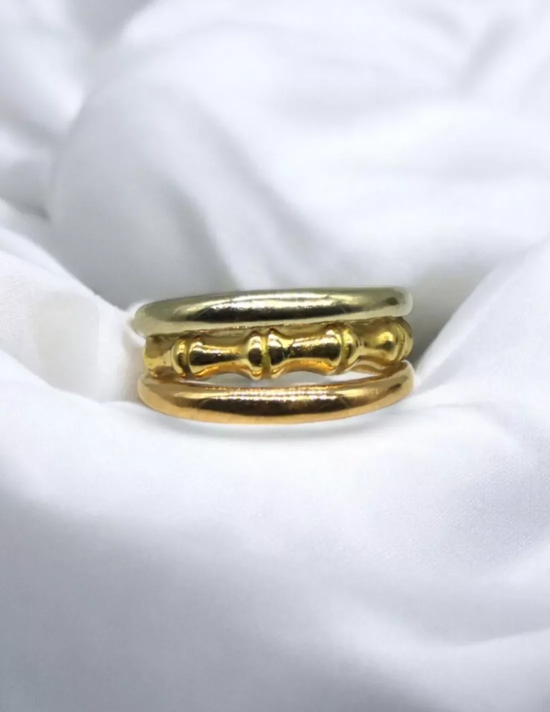 Flash Sale Anillo triple en ondas central oro tricolor 18k - T.13 Anillos De Oro | Anillos