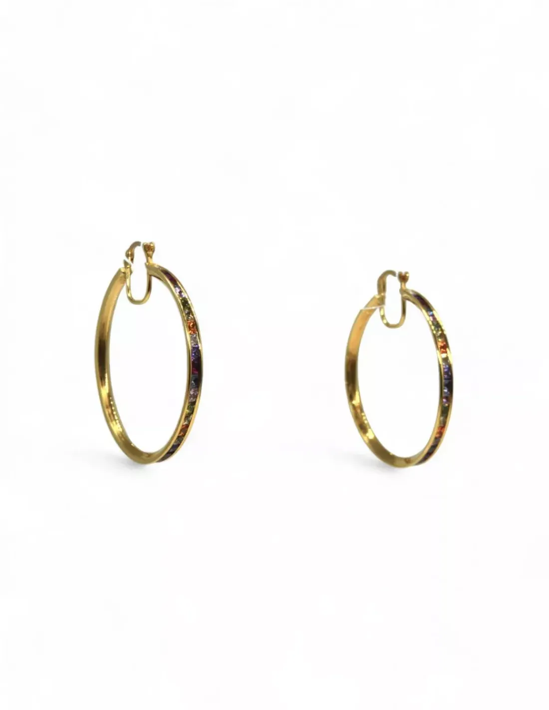 New Aros piedras multicolor oro 18k Aros De Oro