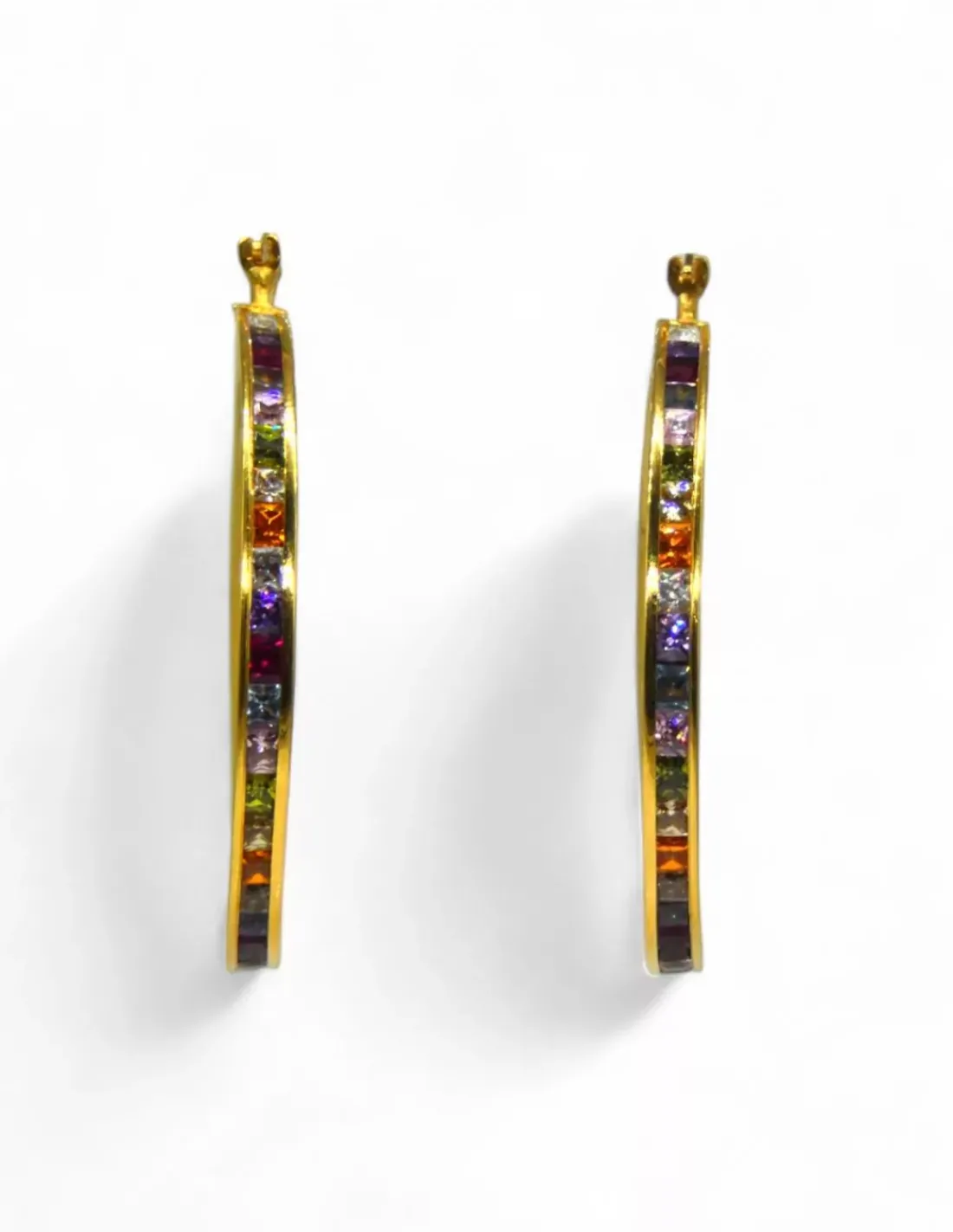 New Aros piedras multicolor oro 18k Aros De Oro