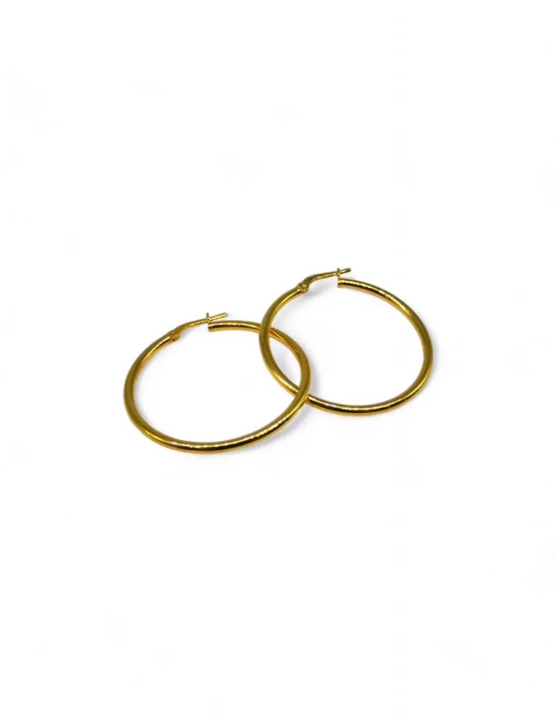 New Aros tubo plata 925 chapada oro - 2x34mm cierre omega Aros De Plata