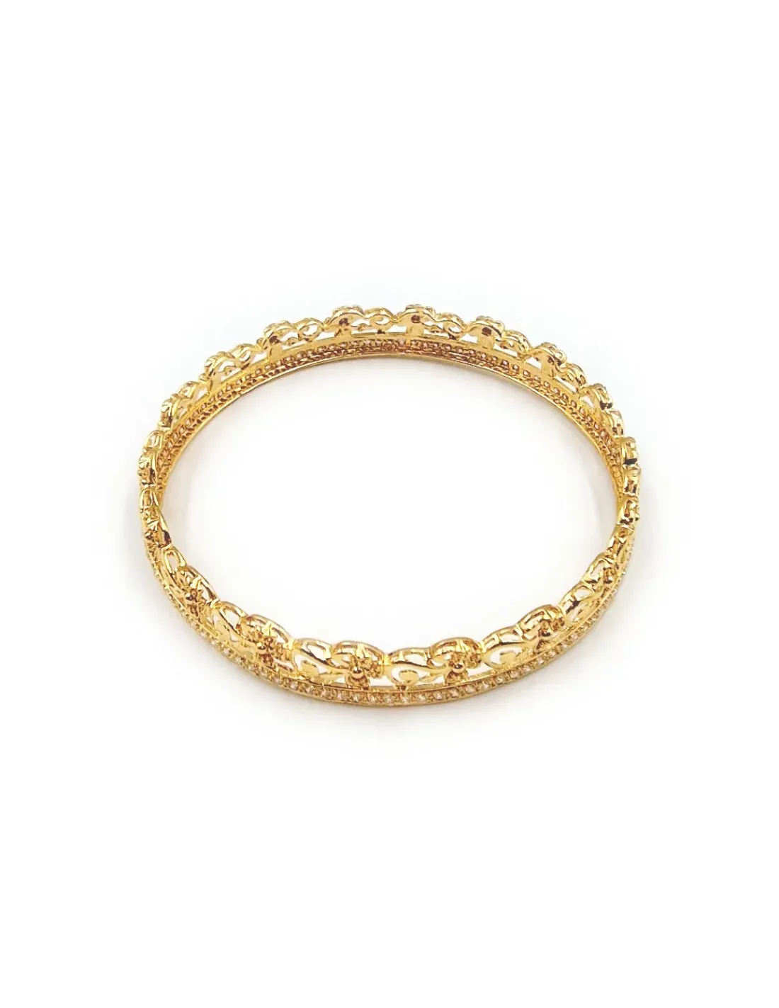 Hot Caña estilo princesa con circonitas oro 18k - 21 cm Cañas | Pulseras De Plata