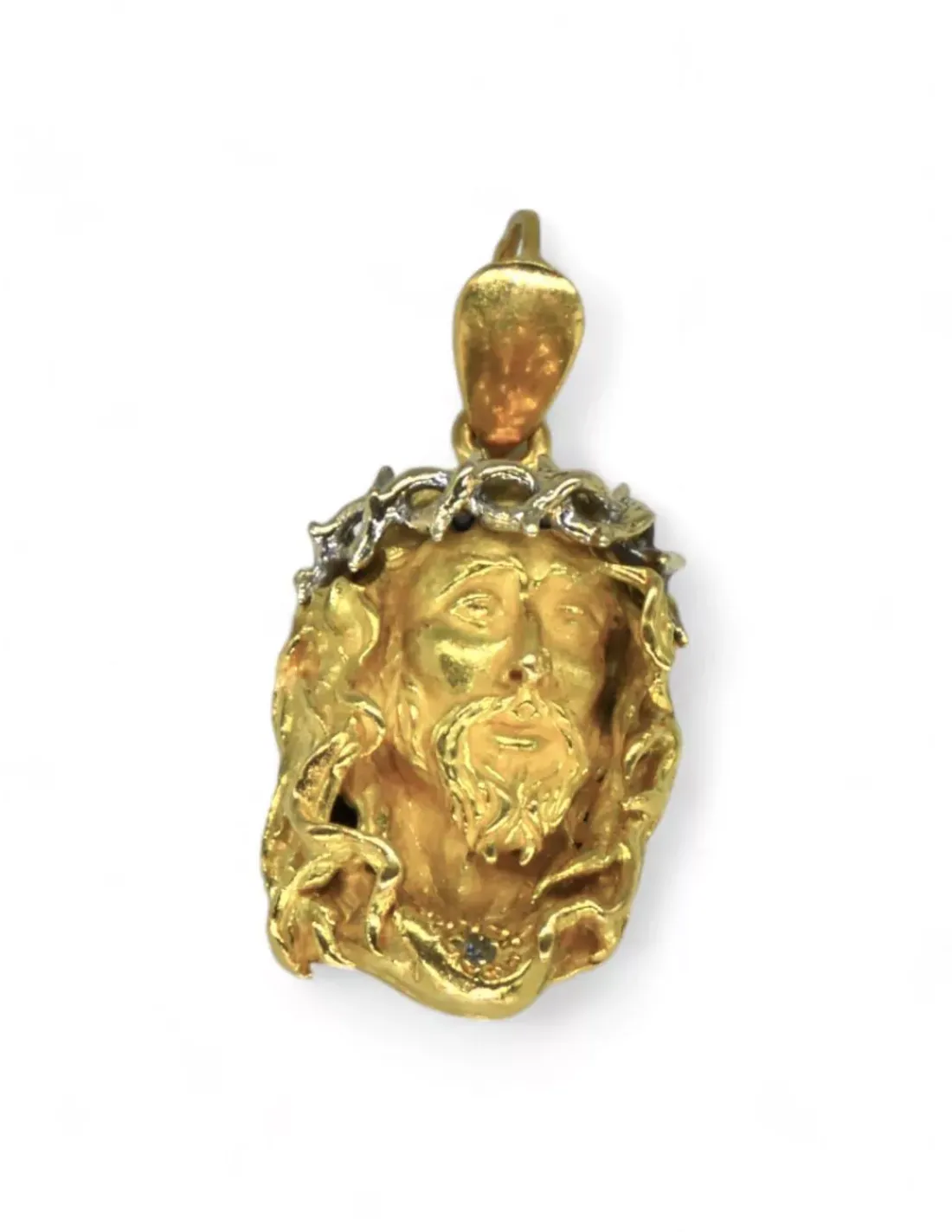Sale Colgante cabeza Cristo oro bicolor 18k Medalla De Cristo | Colgante De Cristo