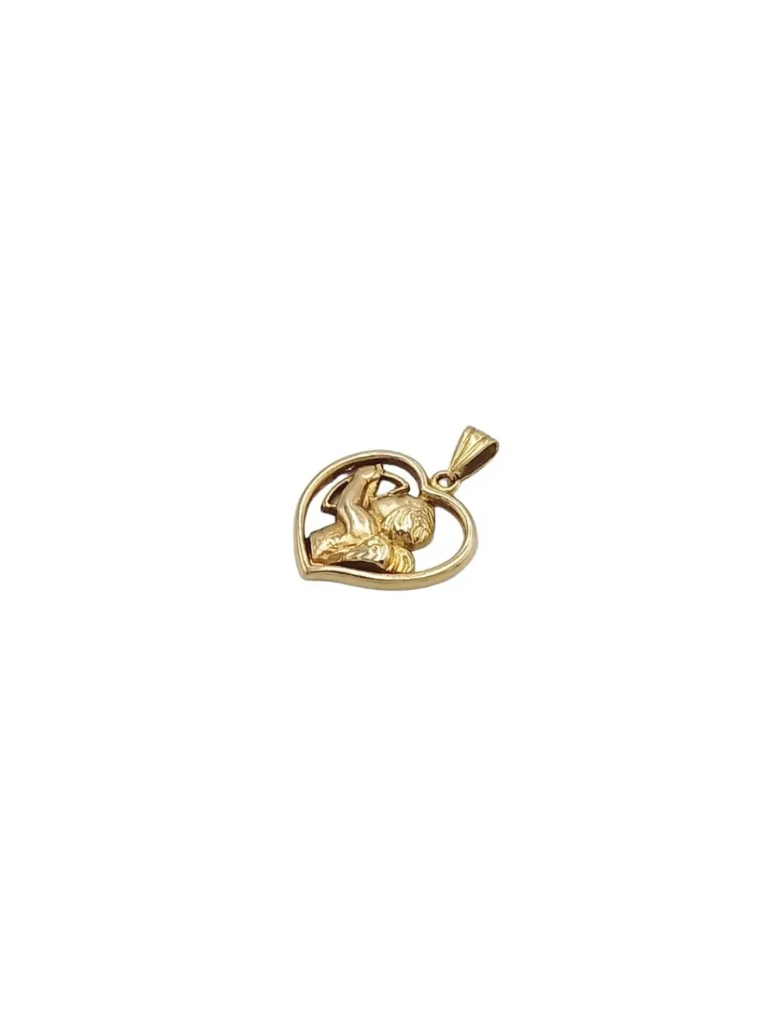 Fashion Colgante corazón calado y Cupido Oro 18k Colgante De Corazones