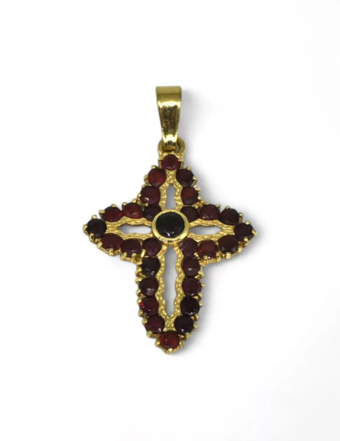 Flash Sale Colgante cruz con circonitas granates oro 18k Cruces Especiales