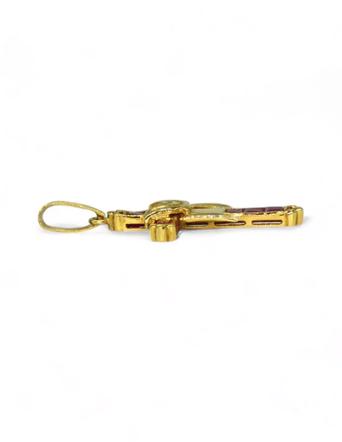 Discount Colgante cruz con manto y circonitas fucsia oro 18k Cruces Especiales
