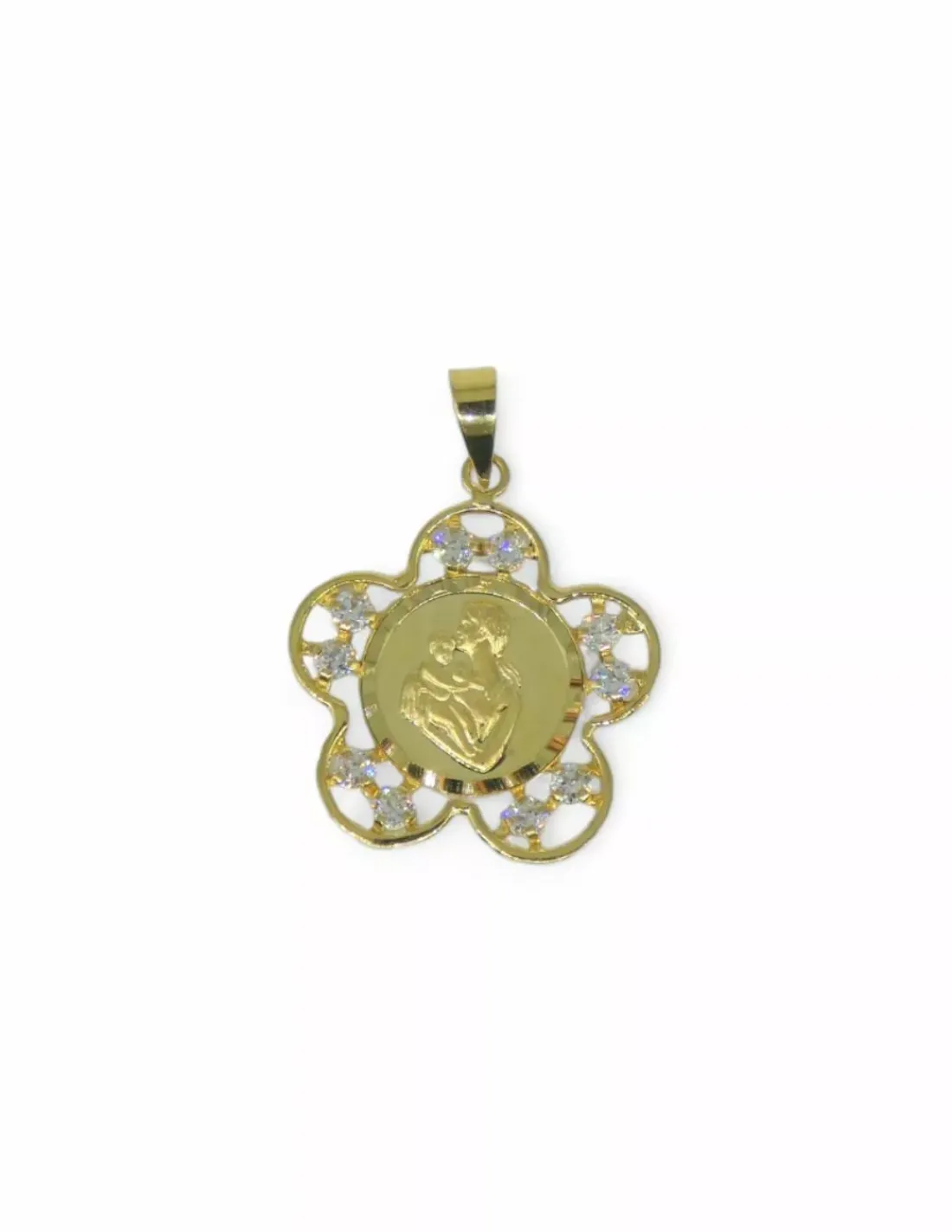 Cheap Colgante forma flor con imagen madre e hijo oro 18k Colgante De Corazones