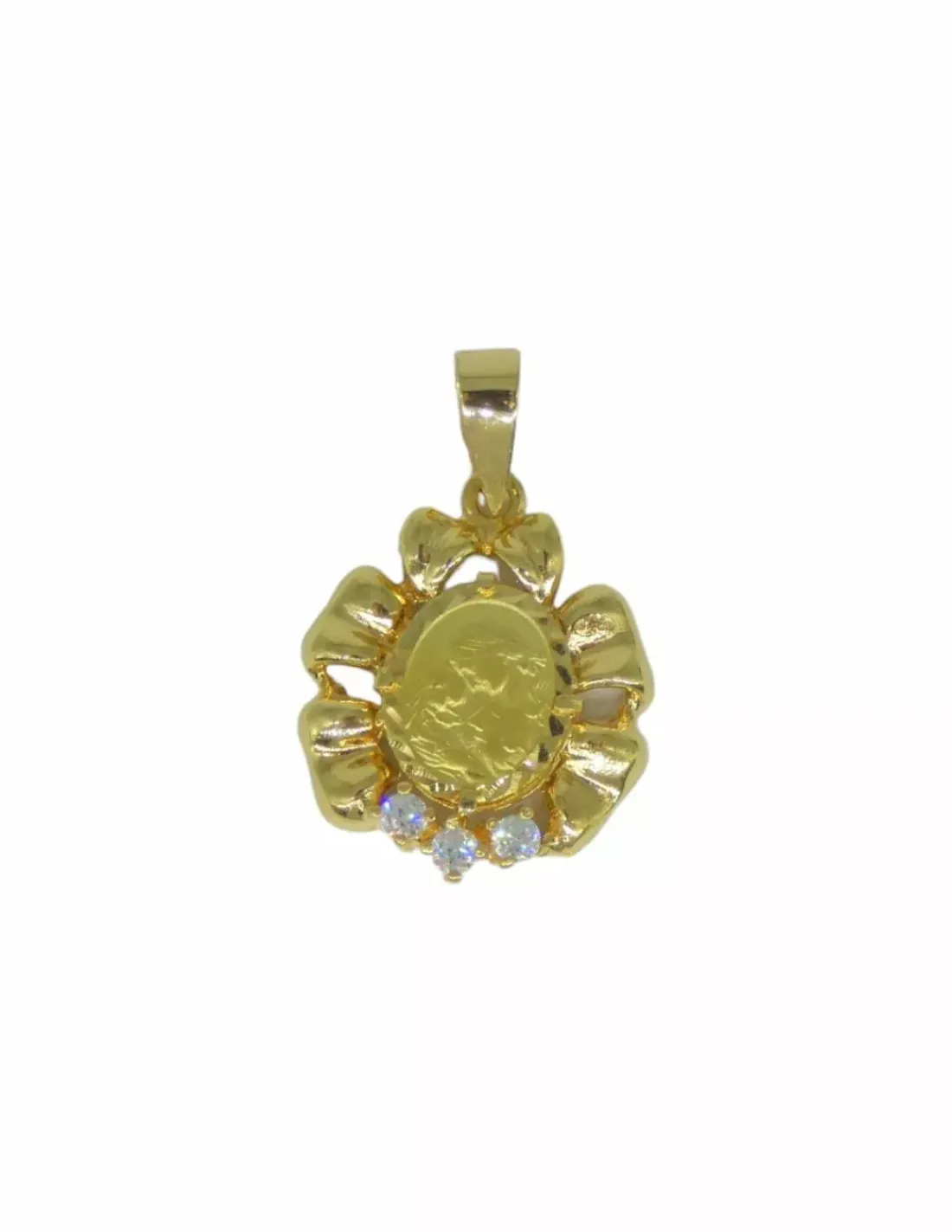 Outlet Colgante madre e hijo tres circonitas oro 18k Colgante De Corazones