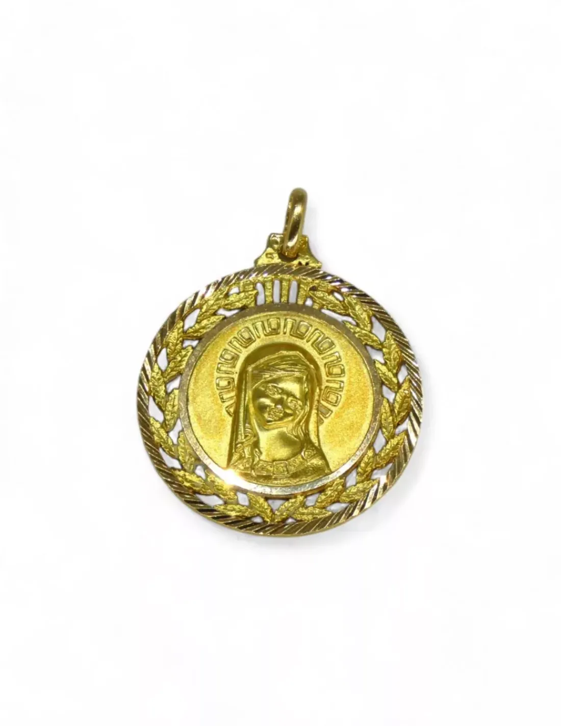 Online Colgante medalla Virgen niña alrededor labrada calada oro18k - 2.80cm Medalla De La Virgen | Colgante Con La Virgen