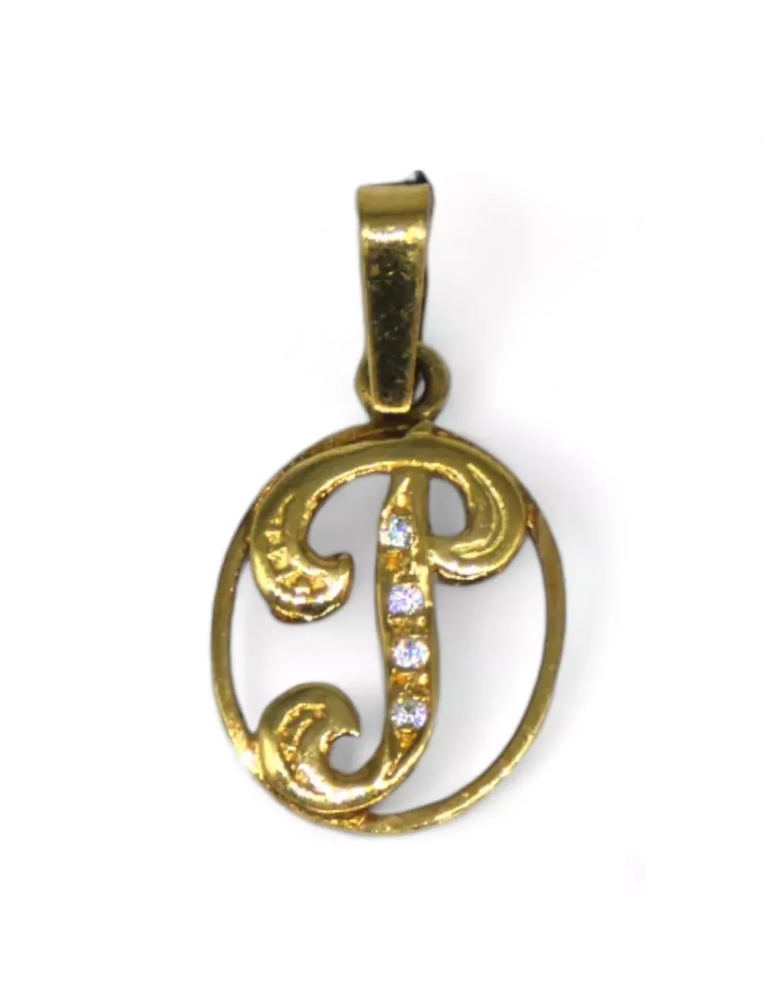 Online Colgante ovalado calado con letra P y circonitas oro 18k Colgante Con Iniciales