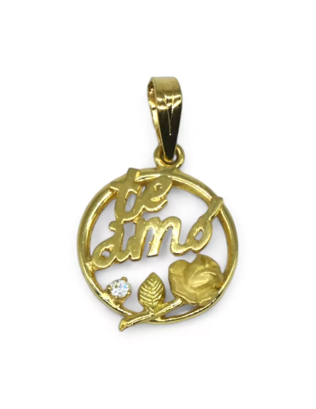 Shop Colgante redondo calado "TE AMO" circonita oro 18k Colgante De Corazones