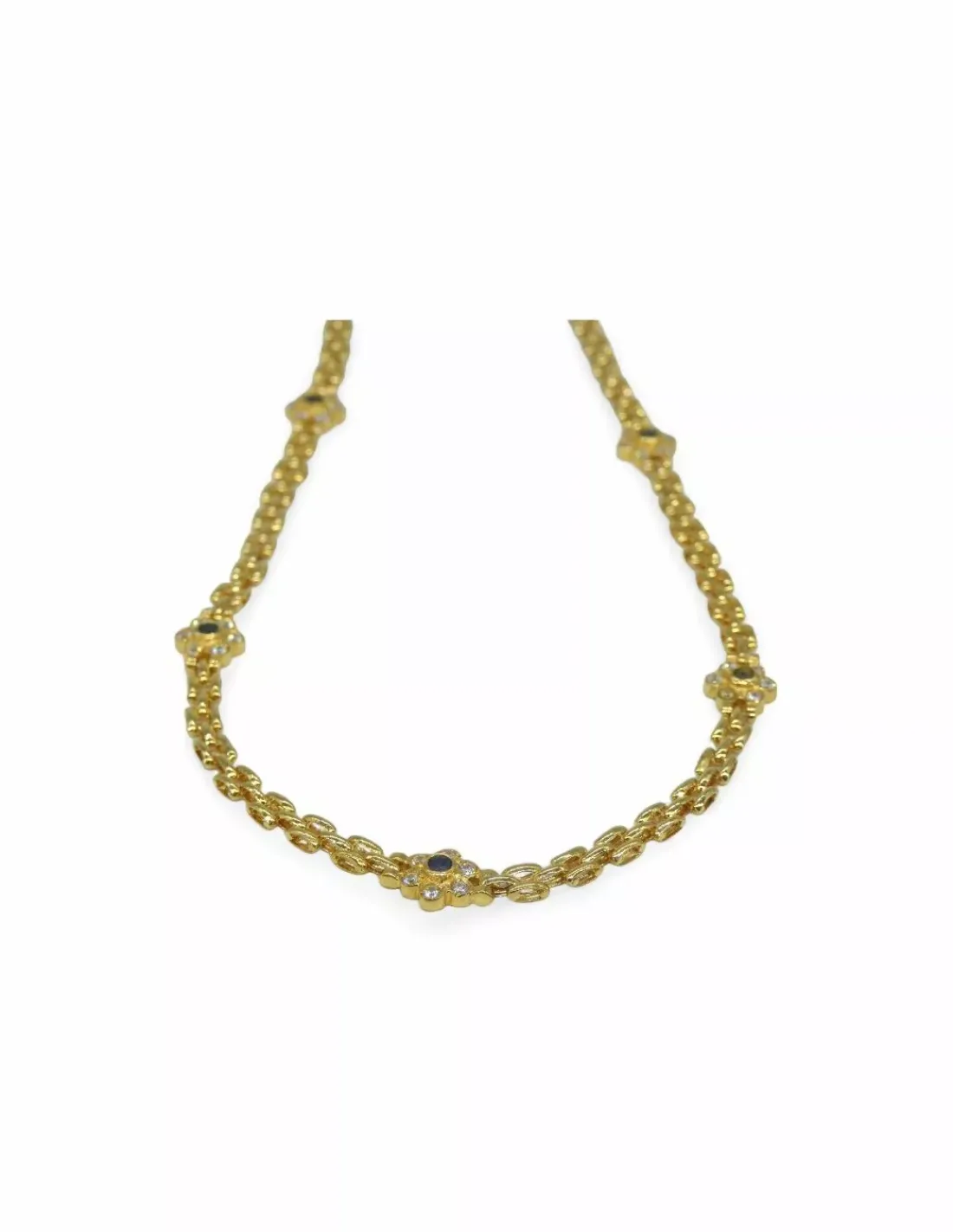 Fashion Collar Bismark 3 filas flores circonitas oro 18K - 49cm Gargantillas De Oro