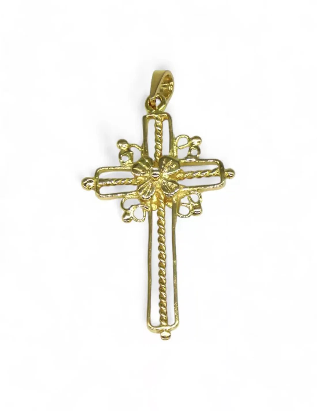 New Cruz hueca flor oro 18k Cruces Especiales