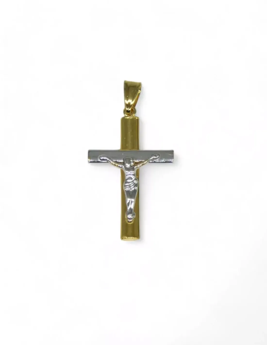 Fashion Cruz plana bicolor oro 18k Crucifijo