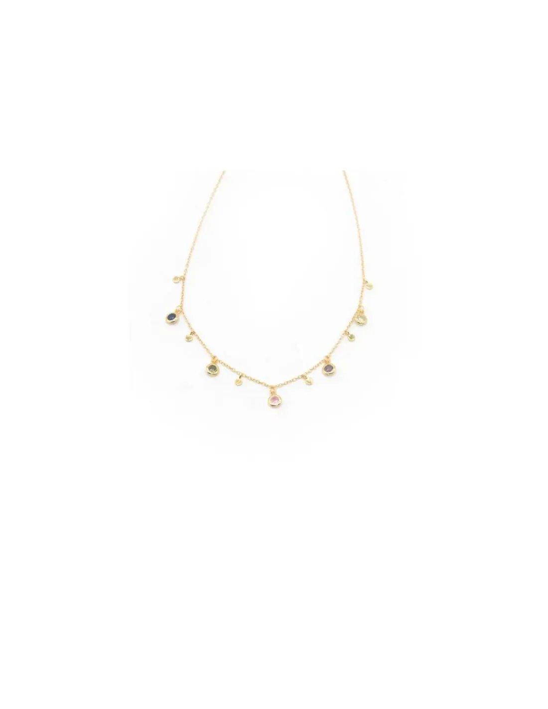 Fashion Gargantilla colgantes hojas y circonitas colores Plata 925 chapada en oro - 40 cm Gargantillas De Plata