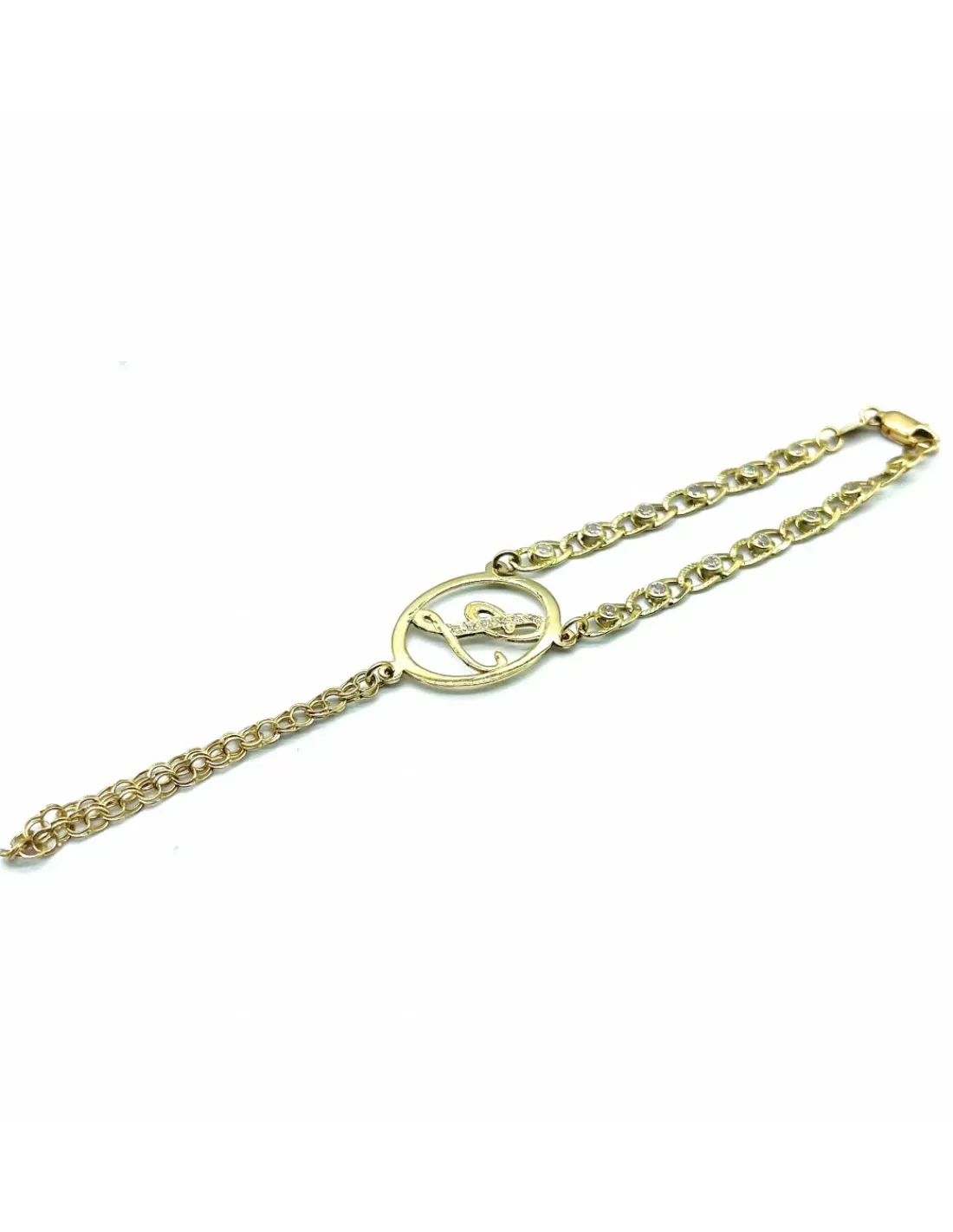 Cheap Manita circonitas letra L 18k - 13.5 cm Manitas | Pulseras De Plata