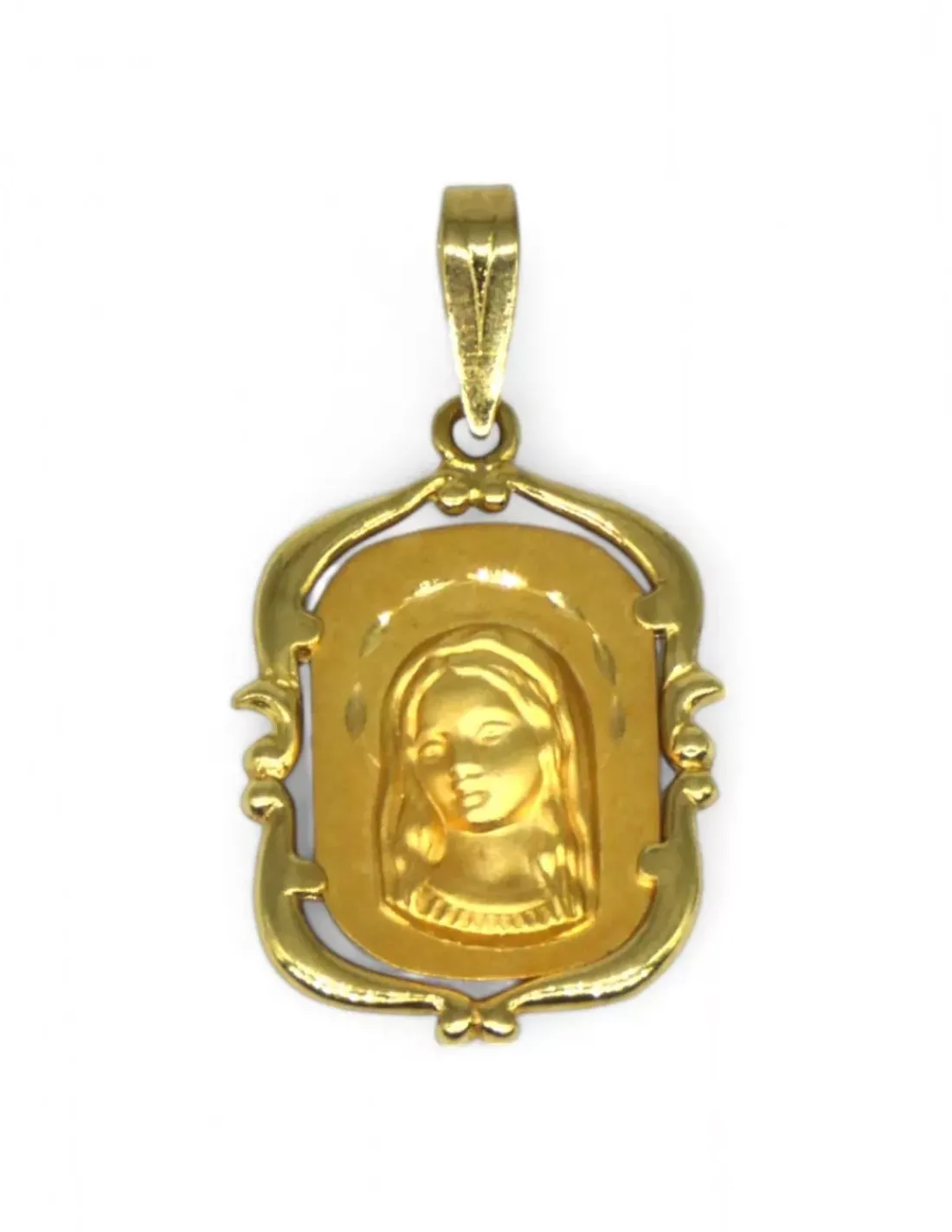 New Medalla cuadrada Virgen niña oro 18k - 2,2cm Medalla De La Virgen