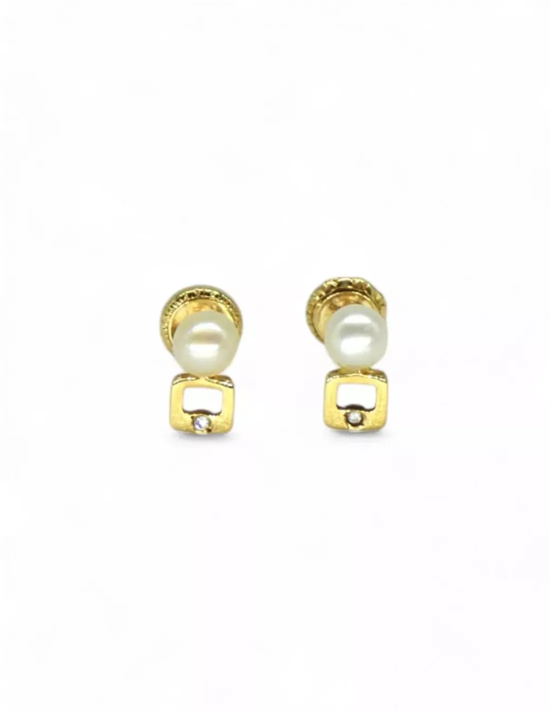 Flash Sale Pendiente niña cuadrado perla oro 18k Pendientes De Oro | Pendientes De Perlas