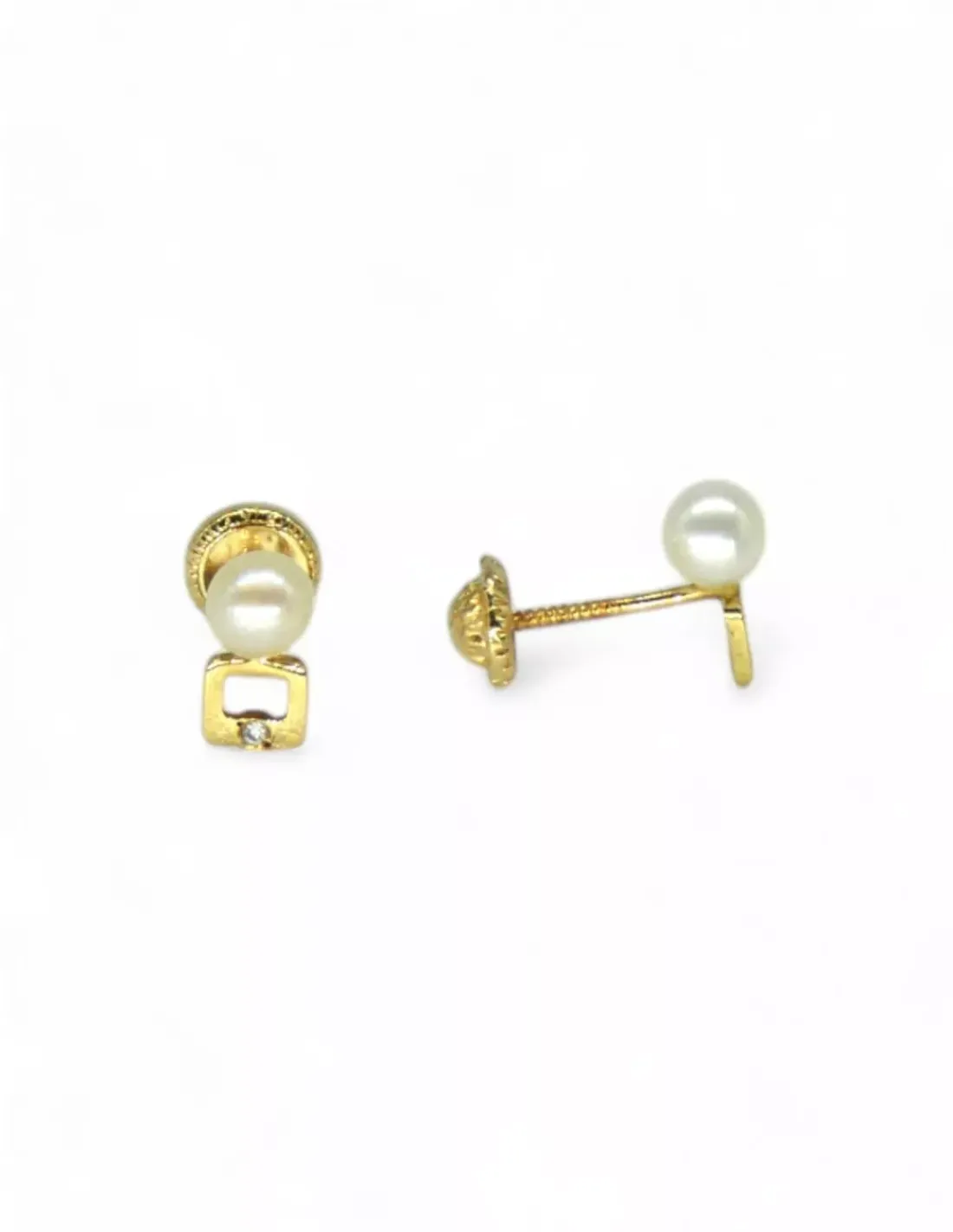 Flash Sale Pendiente niña cuadrado perla oro 18k Pendientes De Oro | Pendientes De Perlas